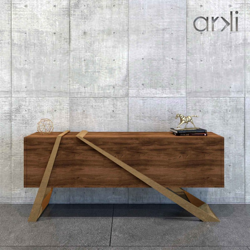 Angular Brass Side Board