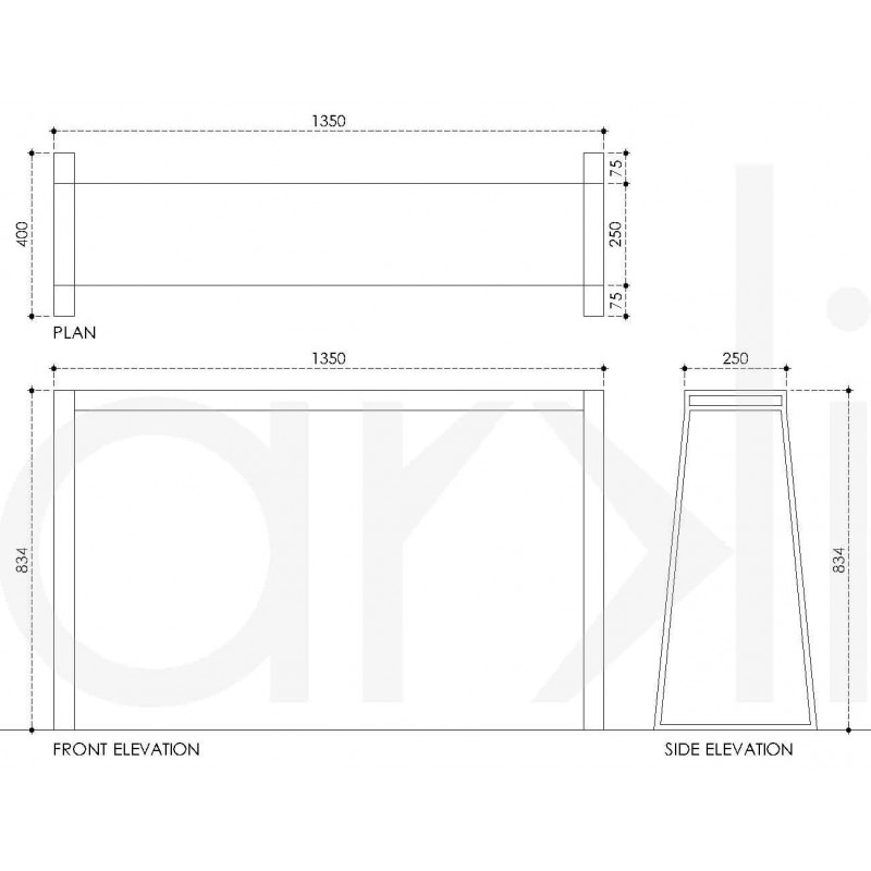 Angular Legged Metal Wood Console