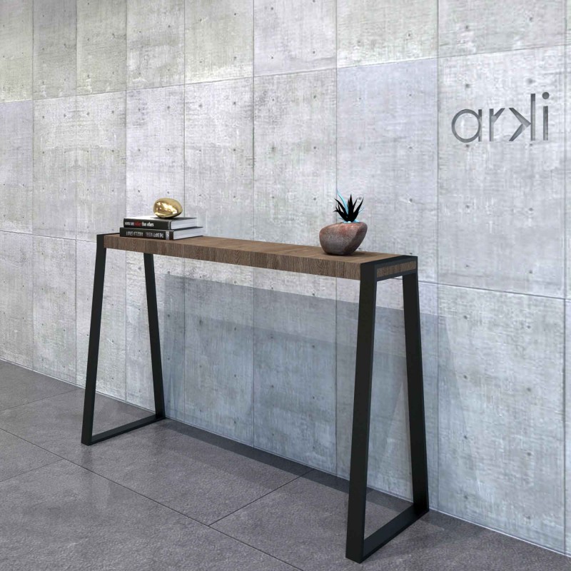 Angular Legged Metal Wood Console