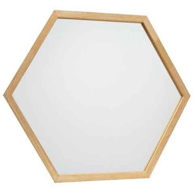Hexagon Teak Mirror