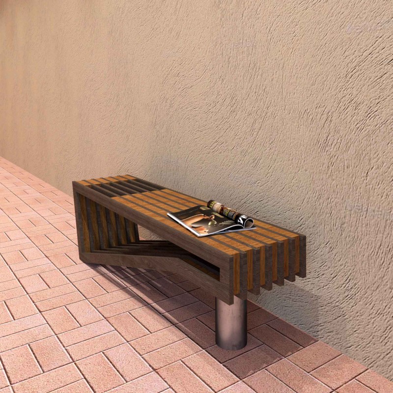 Reclaimed Wood Slats Bench