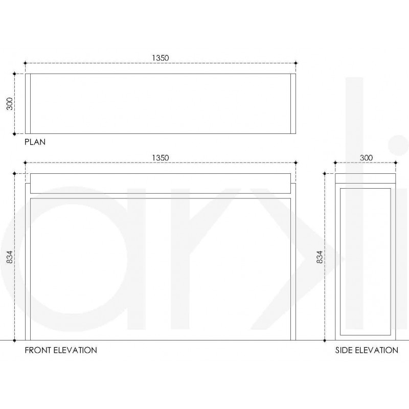 Straight Legged Metal Wood Console